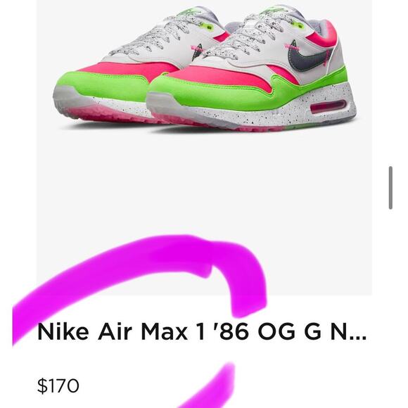 Nike Air Max 1  \'86 OG (Volt/Hyper Pink) - Size 10.5 Men | 2023 US OPEN Shoes main image 13